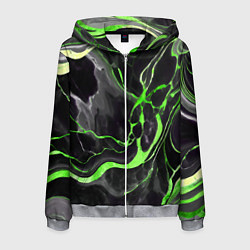 Мужская толстовка на молнии Зелёно-чёрный мрамор