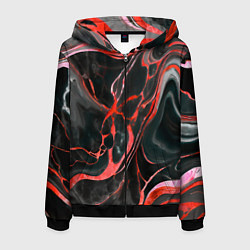 Мужская толстовка на молнии Красно-чёрный мрамор