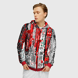 Толстовка 3D на молнии мужская Киберпанк паттерн красный, цвет: 3D-красный — фото 2