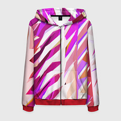 Мужская толстовка на молнии Бело-розовая абстракция