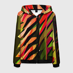 Толстовка 3D на молнии мужская Красно-чёрная абстракция, цвет: 3D-черный