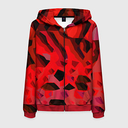 Толстовка 3D на молнии мужская Чёрно-красная пористая абстракция, цвет: 3D-красный