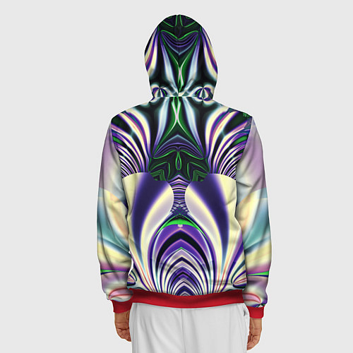 Мужская толстовка на молнии Неоновая фольга полосы / 3D-Красный – фото 4