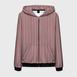 Толстовка 3D на молнии мужская Пыльно-розовый в тонкую полоску, цвет: 3D-черный