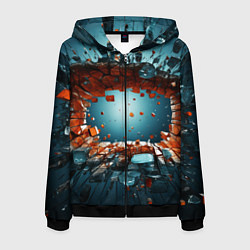 Мужская толстовка на молнии Объемная дыра из частиц