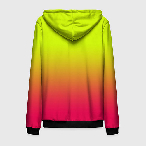 Мужская толстовка на молнии Градиент салатовый в розовый / 3D-Черный – фото 2