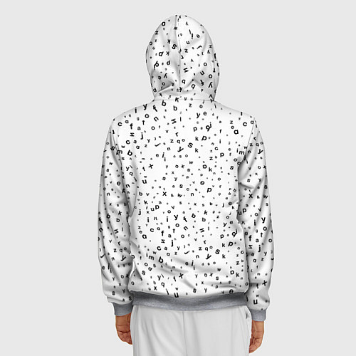 Мужская толстовка на молнии Паттерн латиница / 3D-Меланж – фото 4
