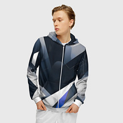 Толстовка 3D на молнии мужская Абстракция город следующего века, цвет: 3D-белый — фото 2