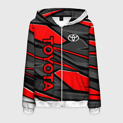 Толстовка 3D на молнии мужская Toyota - красная абстракция, цвет: 3D-белый