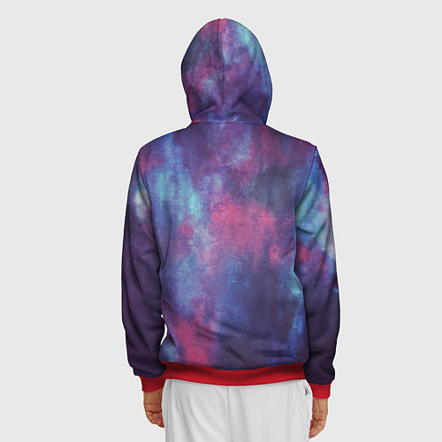 Мужская толстовка на молнии Тай-дай космос / 3D-Красный – фото 4