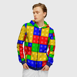 Толстовка 3D на молнии мужская Детали Лего, цвет: 3D-синий — фото 2