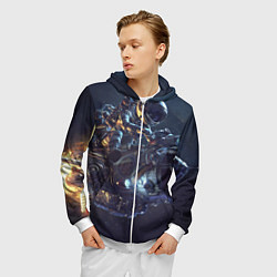 Толстовка 3D на молнии мужская Космонавт - ракета, цвет: 3D-белый — фото 2