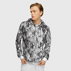 Толстовка 3D на молнии мужская Монохромный камуфляж, цвет: 3D-белый — фото 2