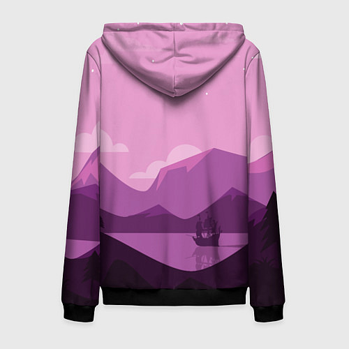 Мужская толстовка на молнии Горное озеро / 3D-Черный – фото 2