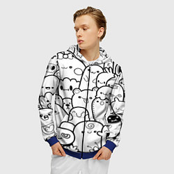 Толстовка 3D на молнии мужская Doodle monsters, цвет: 3D-синий — фото 2