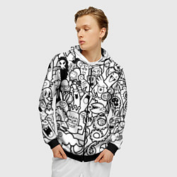 Толстовка 3D на молнии мужская Каляки маляки, цвет: 3D-черный — фото 2