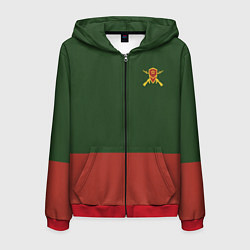 Толстовка 3D на молнии мужская Мотострелковые войска: герб со щитом, цвет: 3D-красный