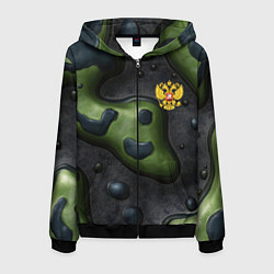 Толстовка 3D на молнии мужская Объемный абстрактный камуфляж, цвет: 3D-черный