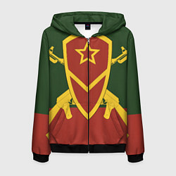 Толстовка 3D на молнии мужская Мотострелковые войска: герб со щитом, цвет: 3D-черный