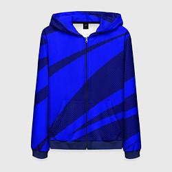 Мужская толстовка на молнии Синий ультрамарин полосы абстракция