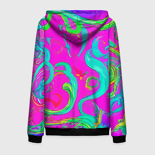 Мужская толстовка на молнии Abstract floral pattern - aloha / 3D-Черный – фото 2