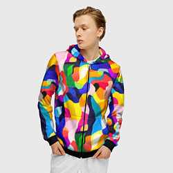 Толстовка 3D на молнии мужская Лоскутная абстракция, цвет: 3D-черный — фото 2