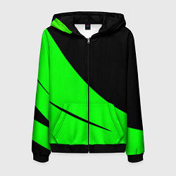 Мужская толстовка на молнии Чёрный с зелёным двуцветный