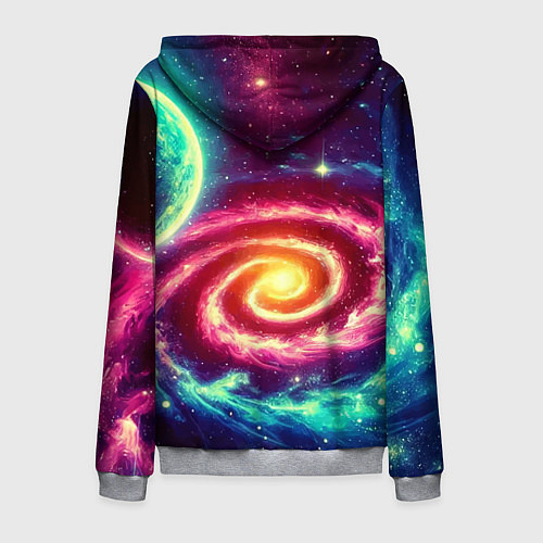 Мужская толстовка на молнии Spiral galaxy - neon glow / 3D-Меланж – фото 2