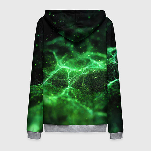 Мужская толстовка на молнии Зеленая связь текстура / 3D-Меланж – фото 2