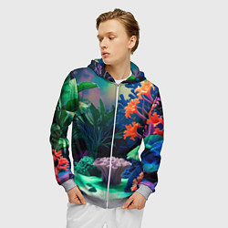 Толстовка 3D на молнии мужская Морское дно с кораллами, цвет: 3D-меланж — фото 2