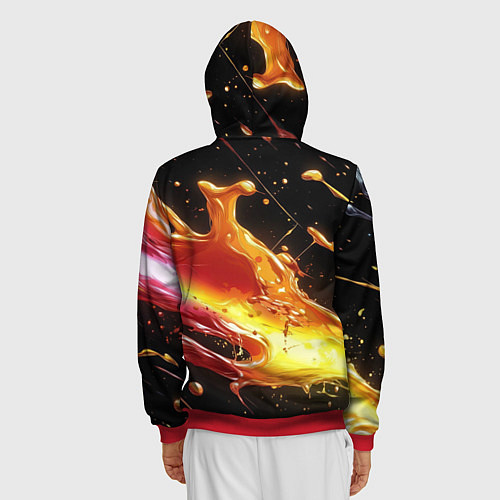 Мужская толстовка на молнии Динамичная краска текстура / 3D-Красный – фото 4