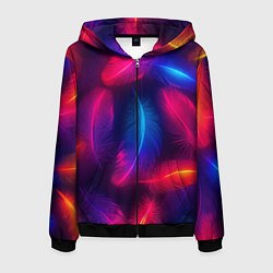 Мужская толстовка на молнии Вспыхивающие перья - неоновое свечение