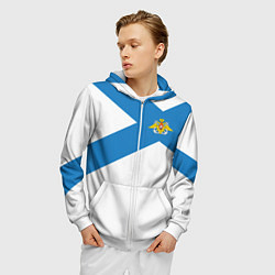 Толстовка 3D на молнии мужская Военно-морской флот: орёл с адмиралтейскими якорям, цвет: 3D-белый — фото 2