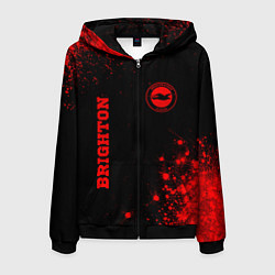 Толстовка 3D на молнии мужская Brighton - red gradient вертикально, цвет: 3D-черный