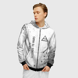 Толстовка 3D на молнии мужская Thirty Seconds to Mars - white gradient вертикальн, цвет: 3D-черный — фото 2