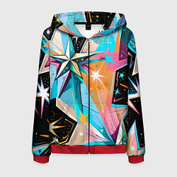 Толстовка 3D на молнии мужская Граффити звезды, цвет: 3D-красный