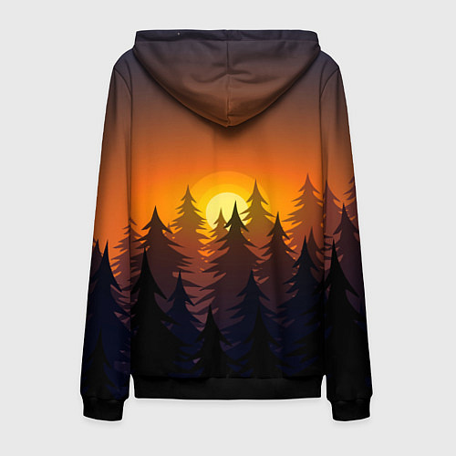 Мужская толстовка на молнии Лес - ночь / 3D-Черный – фото 2