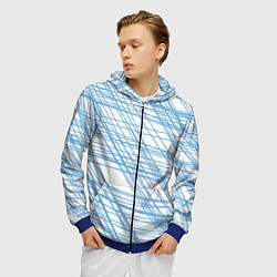 Толстовка 3D на молнии мужская Паутина проводов, цвет: 3D-синий — фото 2