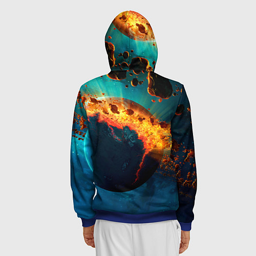 Мужская толстовка на молнии Взрыв планеты / 3D-Синий – фото 4