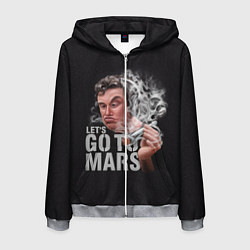 Толстовка 3D на молнии мужская Илон Маск - Lets go to Mars, цвет: 3D-меланж