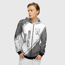 Толстовка 3D на молнии мужская Within Temptation - white gradient вертикально, цвет: 3D-черный — фото 2
