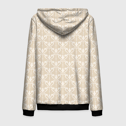 Мужская толстовка на молнии Элегантный бежевый узор с дамасками / 3D-Черный – фото 2