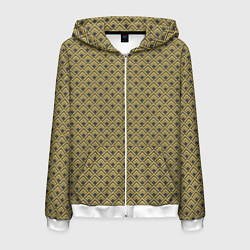 Толстовка 3D на молнии мужская Геометричный узор - ромбы, цвет: 3D-белый