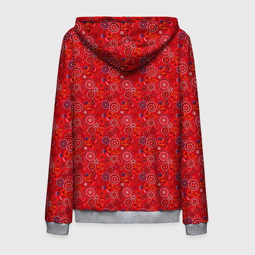 Мужская толстовка на молнии Алый красный деревенский абстрактный узор / 3D-Меланж – фото 2
