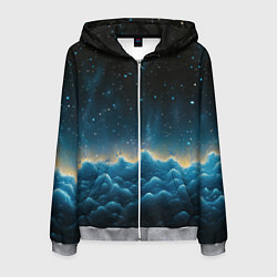 Толстовка 3D на молнии мужская Облака и черное небо текстура, цвет: 3D-меланж