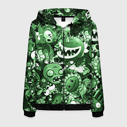 Мужская толстовка на молнии Растения против зомби в зеленом цвете