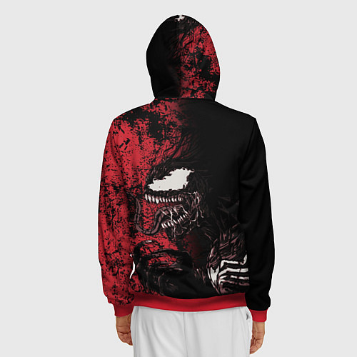Мужская толстовка на молнии Веном на красном / 3D-Красный – фото 4