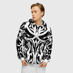 Толстовка 3D на молнии мужская Абстрактный узор - изогнутые формы трайбл татуиров, цвет: 3D-белый — фото 2