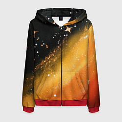Мужская толстовка на молнии Черно-оранжевая блестящая текстура