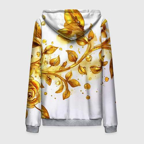 Мужская толстовка на молнии Золотые листья на белом / 3D-Меланж – фото 2